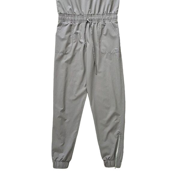 Albion (Womens Size XS) Jumpsuit Gray Cap Sleeve Trim Jogger Leg Ankle Zipper - Picture 3 of 8